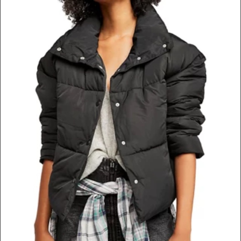 Free People Weekender Puffer Coat Black